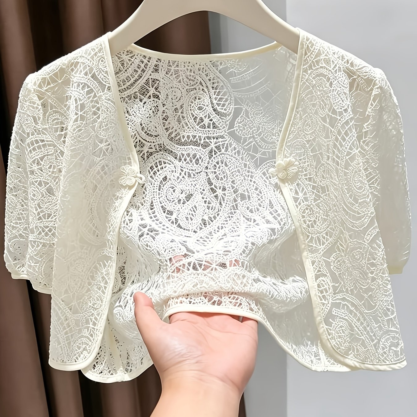 TEMU New Women's Elegant Summer Hollow Short Jacket