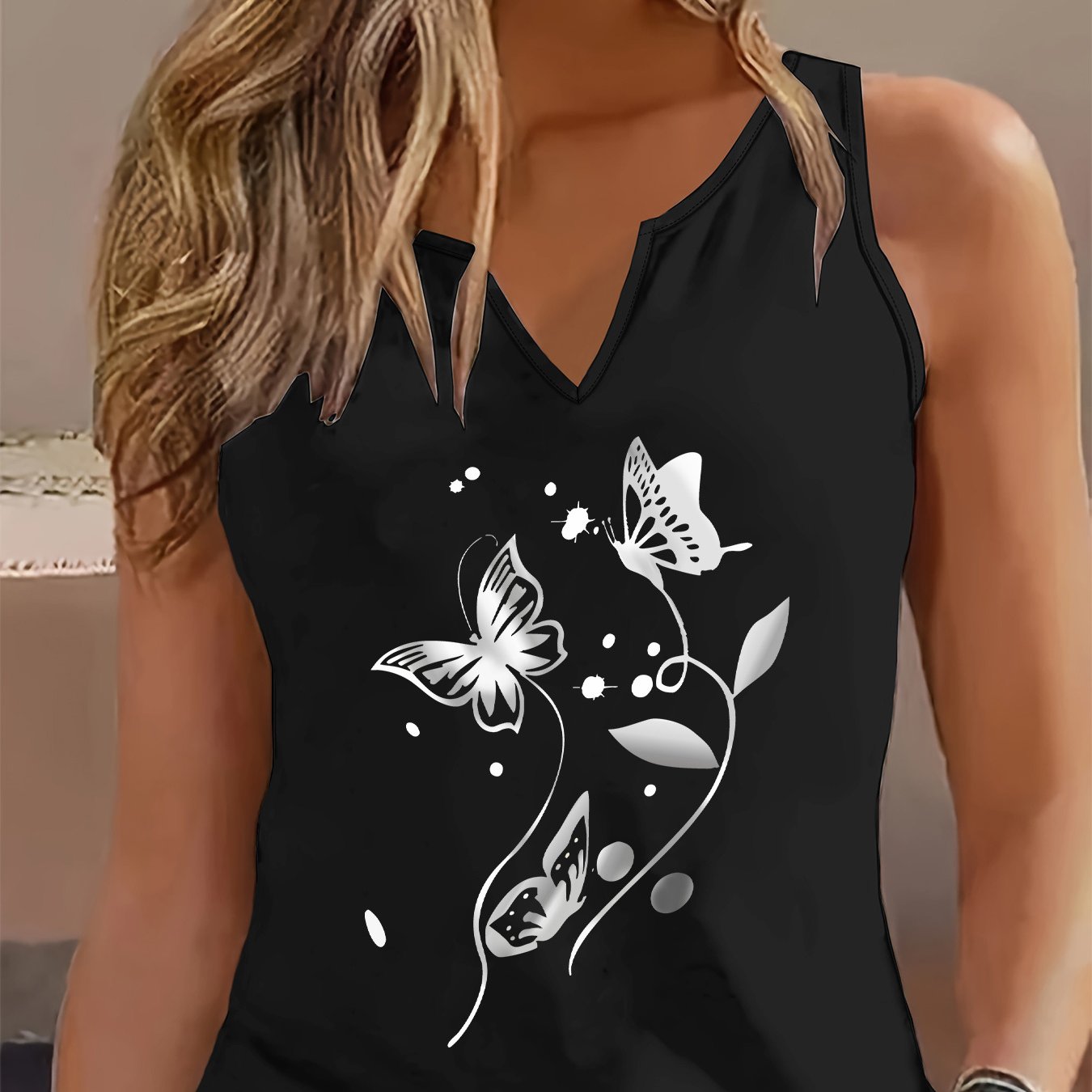 TEMU Graphic Print Tank Top, Sleeveless Casual Top For Summer And Spring, Women's Clothing