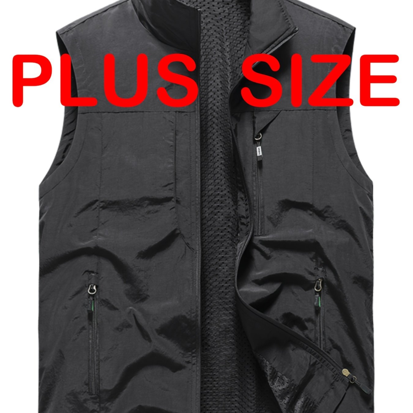 TEMU 0xl-9xl Plus Size Men's Loose Versatile Casual Vest, Outdoor Sports Breathable Top, Multi- Easy Jacket