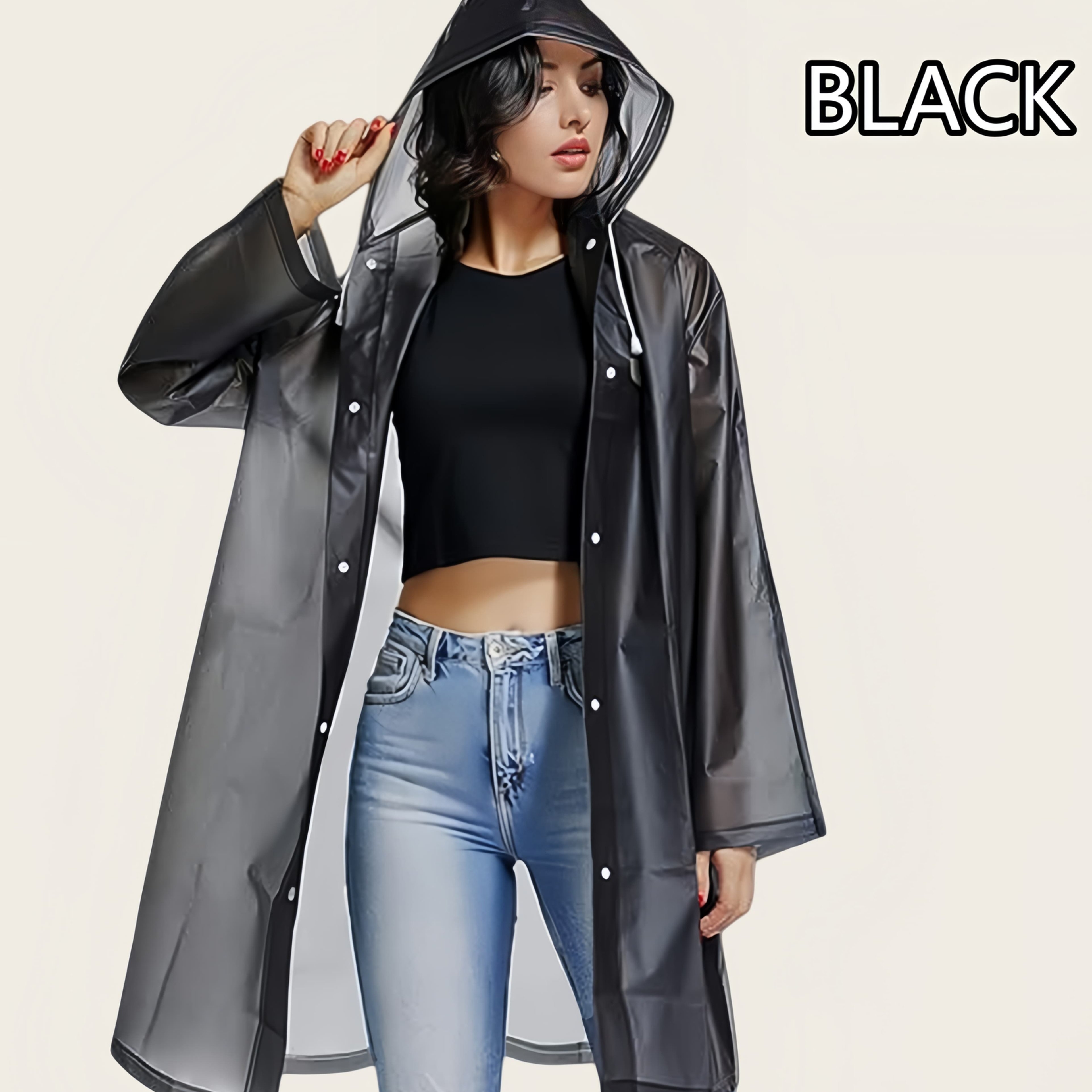 TEMU Unisex One-piece Raincoat With Large Brimmed Hat, Made Of Thick Eva Material. This Breathable Long Coat Is Suitable For Wear, Perfect For