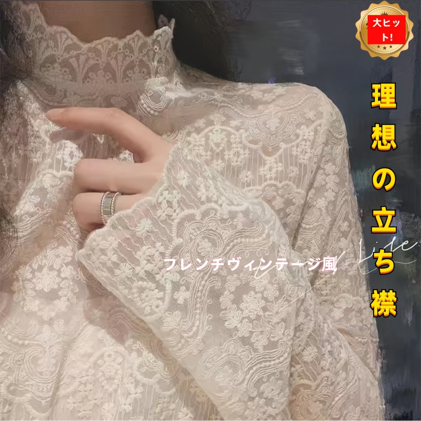 TEMU この優美なレースブラウスは春と秋に。ネートしやすい万能な長袖ハイネックメッシュトップス。美しいベースレイヤーです。