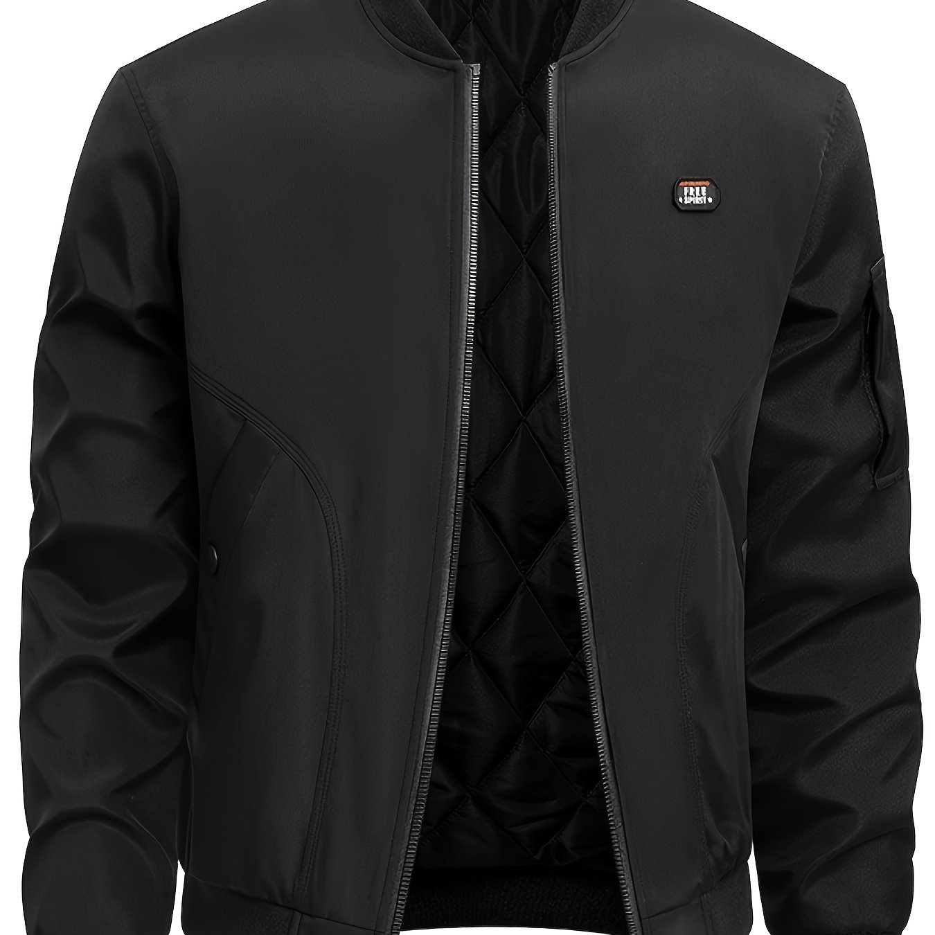 TEMU Men's Autumn/winter Thickened Casual Jacket With Padding For Cold Weather Insulation, Slant Pockets Design, Small Chest Label, Winter Outdoor