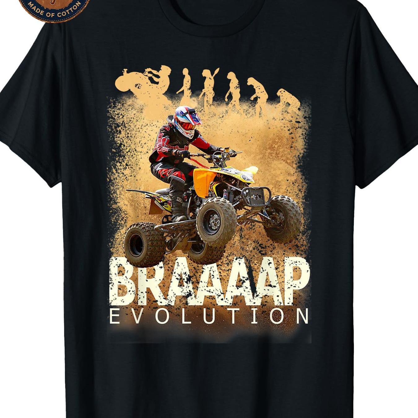 Image of Men's T-shirt Braaaap Evolution Atv Motocross Graphic Print T Shirt Unisex Casual Breathable Soft Streetwear Summer Everyday Wear Outdoor Attire Daily Sided Machine Printed Round