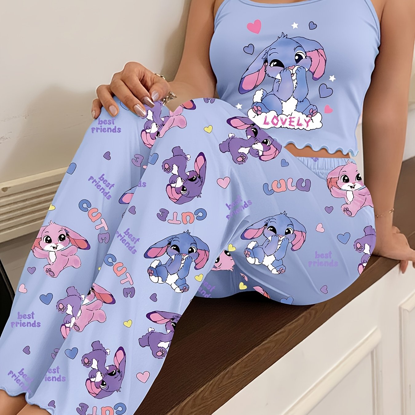 Women's Pajama Set With Cute , Camisole And Long Pants