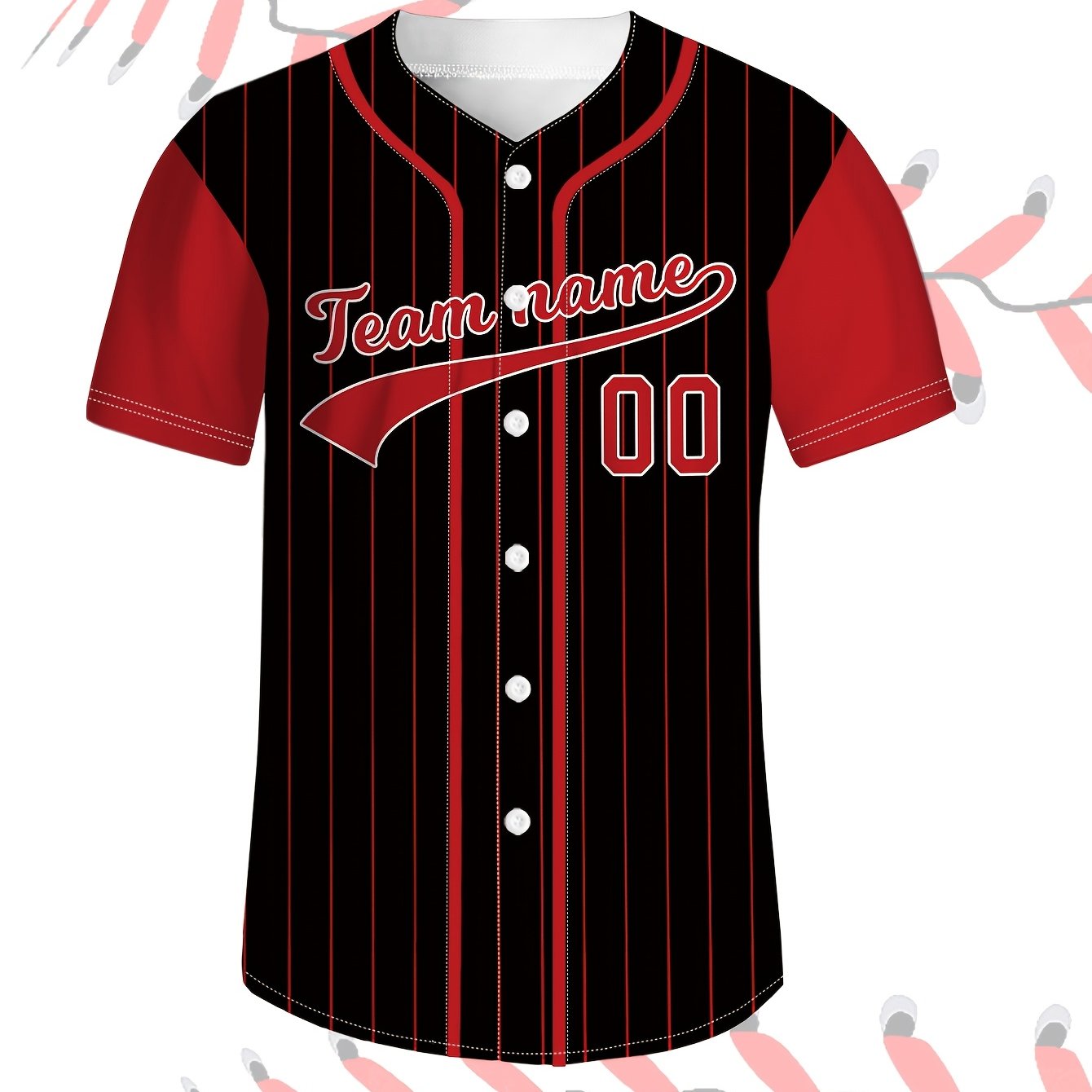 TEMU Baseball Jersey Casual Short-sleeved Sportswear, Black Background, Colorful Stripes, Customized Baseball Jersey, Customized Logo, Button Style,