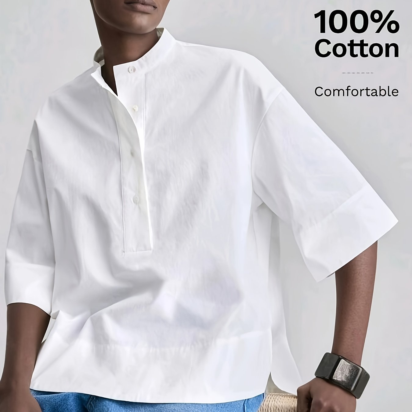 Women's Comfortable Skin-friendly Short-front Long- Bohemian Style Urban Loose Shirt