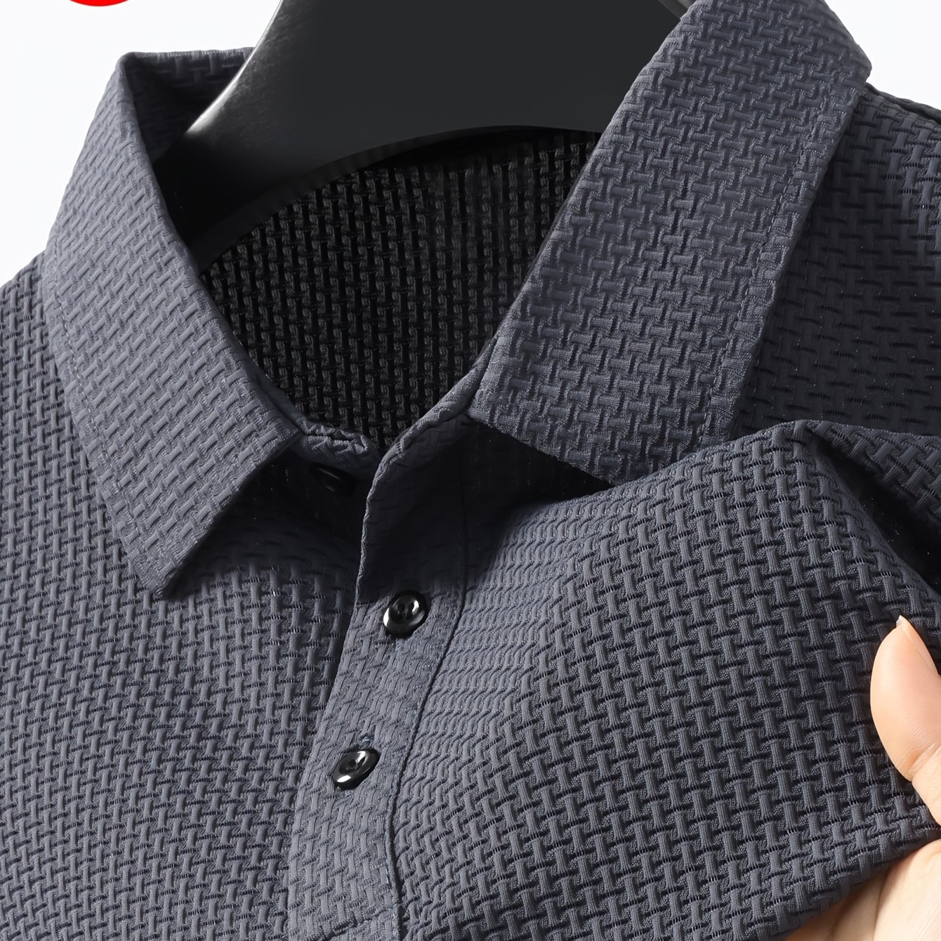 TEMU Plus Size Men's Fashion Casual Short Sleeve Shirt, Outdoor Golf, Lightweight Quick-dry Jacquard Fabric, Running And Fitness Wear. Comfortable