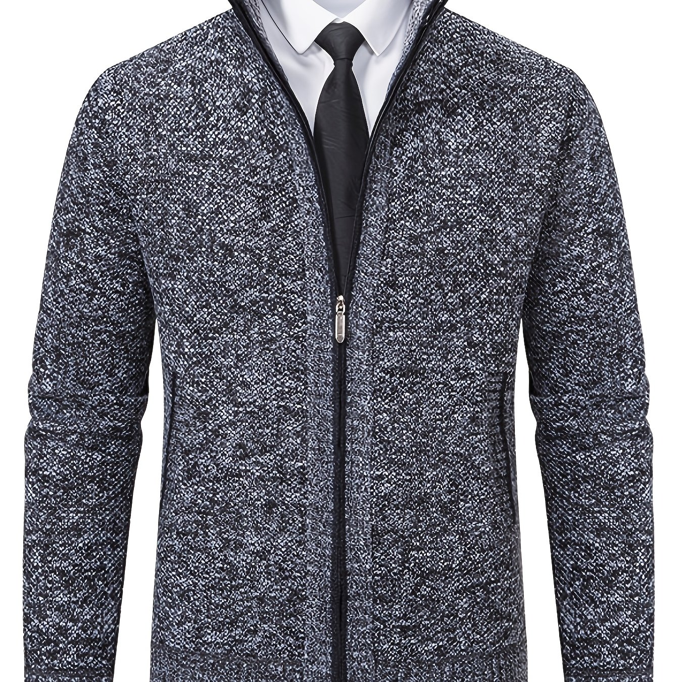 TEMU 1pc Men's Casual Knitted Cardigan Jacket For Autumn And Winter, Zipper Closure, Casual Jacket, Versatile Shirt T-shirt, Suitable For Occasions,