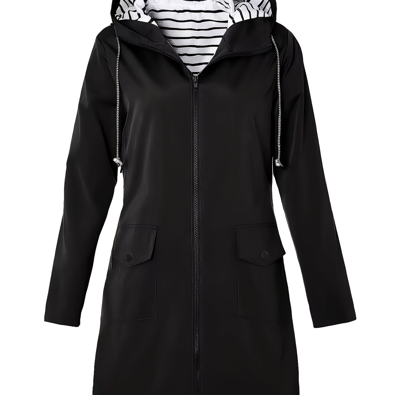 TEMU Plus Size, Plus-size Women's Outdoor Pocket Hooded Jacket