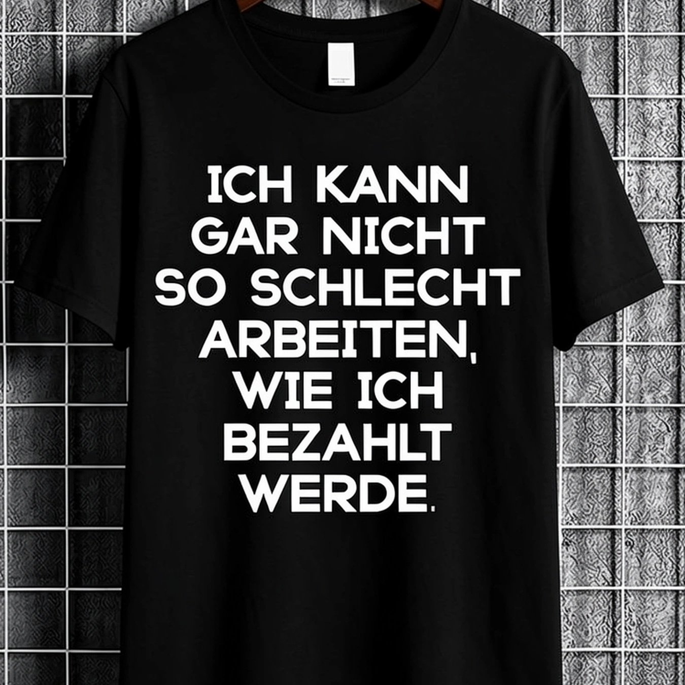 Image of Black T Shirt With German Text I Work As I For Casual Wear And Humor Statement Outfits- Casual T-shirt