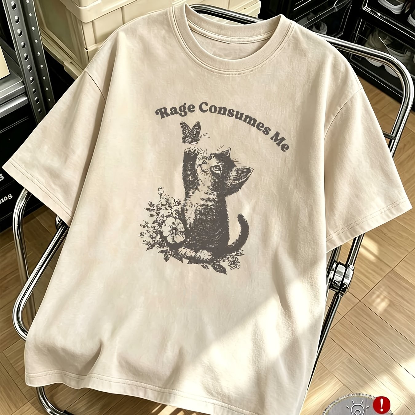 TEMU Local Shipment, Women's Casual Pattern T-shirt - Loose Round Neck Top, Machine Washable Shirt, , Versatile For