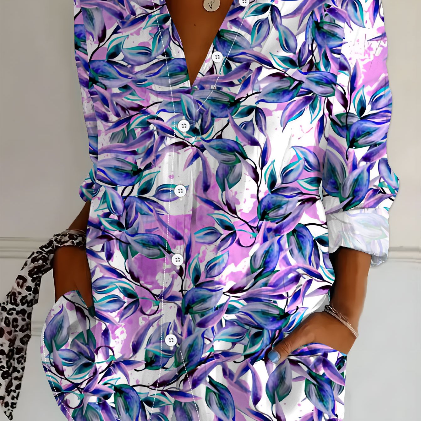TEMU Plus Size - New Plus Size Women's Long Sleeve Shirt, Versatile Fashion Casual Button-up Collar Blouse, 's Long Sleeve Top, Mature Elegant Shirt,