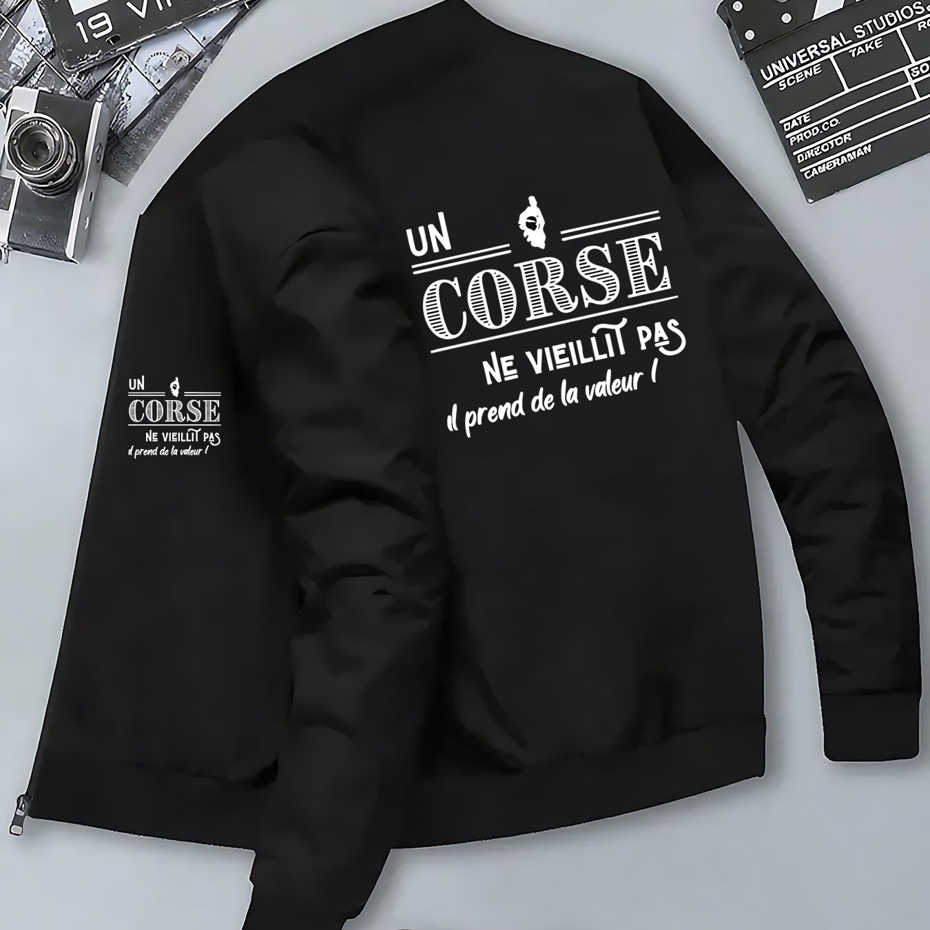 TEMU Veste Haut de Gamme Décontractée et Polyvalente pour Homme Corsica Time Print Element, Col , Tendance Automne/Hiver, pour
