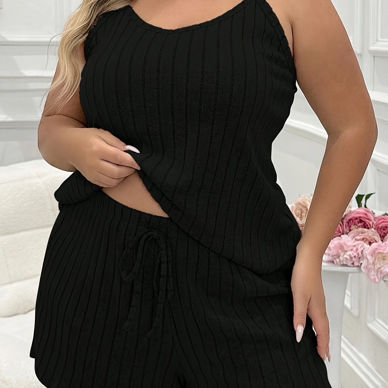 Women's Fashion Solid Color Cami Shorts Pajama Set