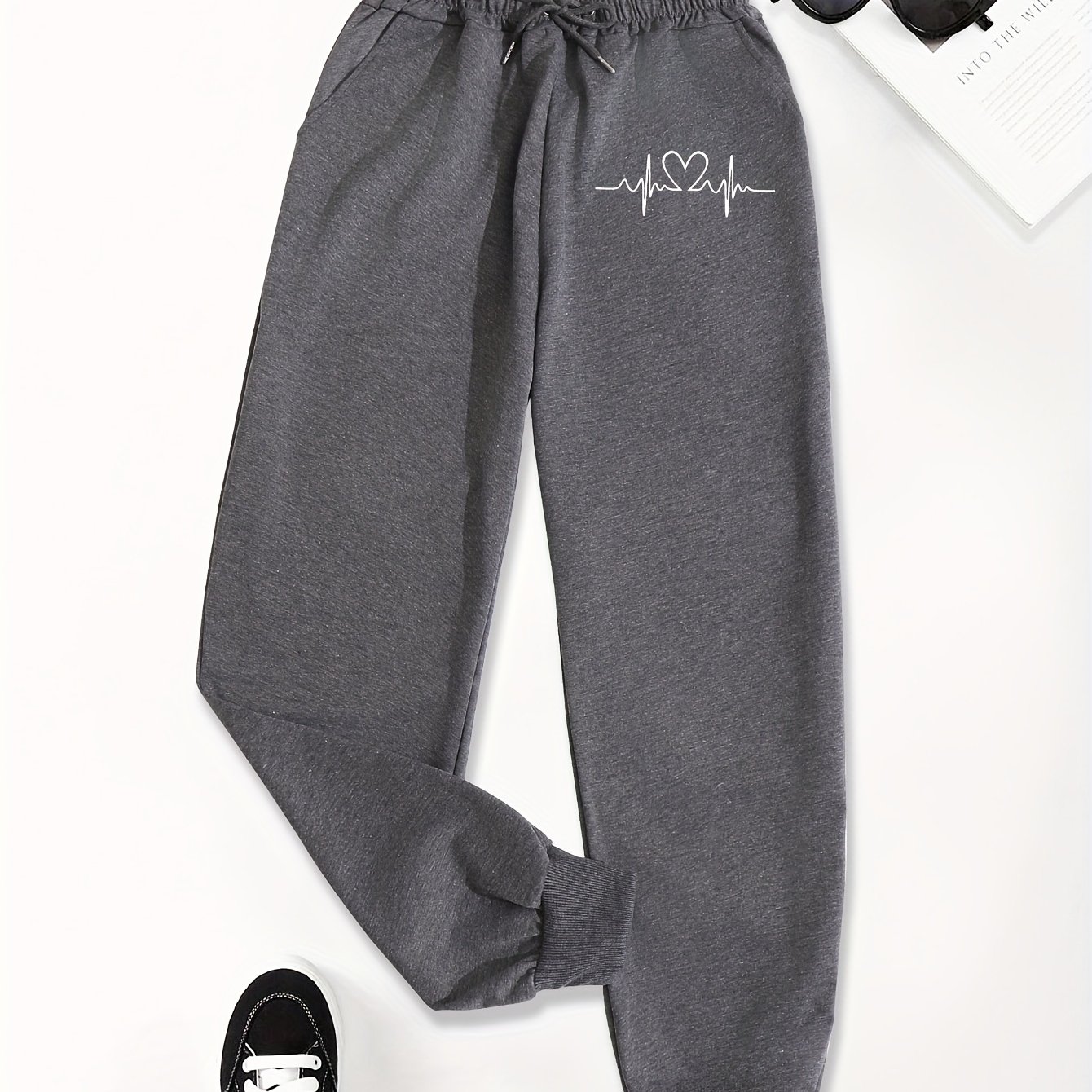 TEMU Pantalon à imprimé tendance pour femmes, avec taille élastique, partie de promotion pour la Saint-Valentin 2026