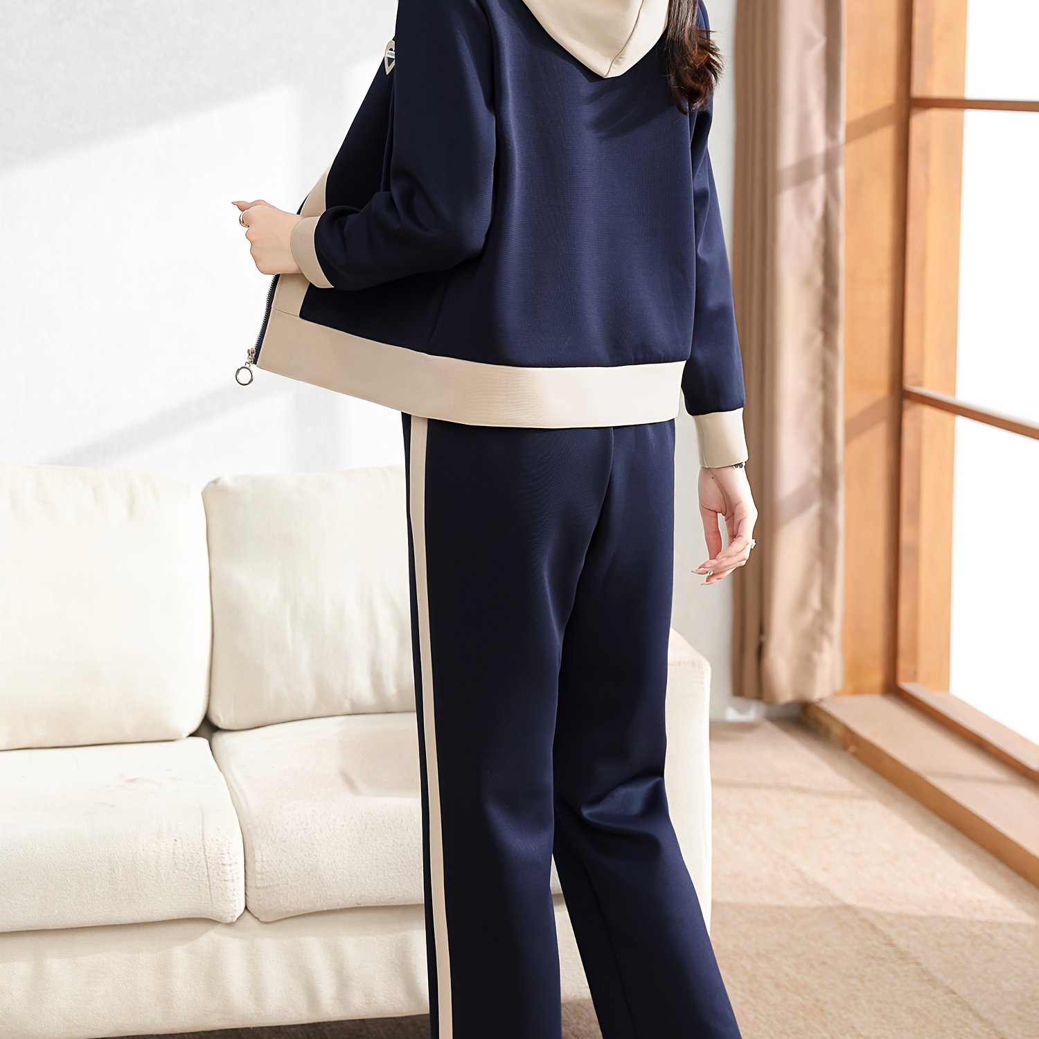 TEMU Spring Autumn New Middle-aged Women's Suit 2026 Mom Suit Hooded Jacket Casual Clothing Fashion Outdoor Trendy Age-reducing Spring Autumn