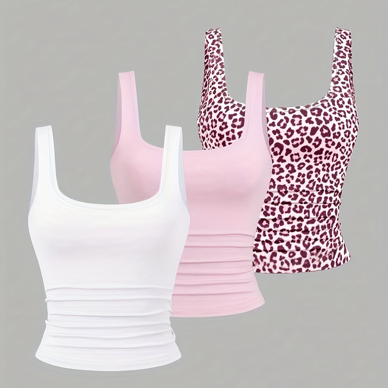 E-shop 3-teiliges süßes Freizeit-Westen-Set, sexy Crop Top, eng anliegendes Top, lässig elegante Ausflug-Strandurlaub -Neues