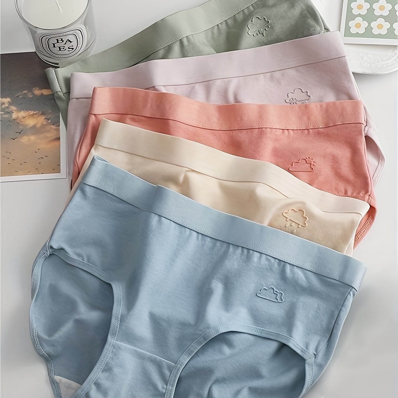 Image of 5-pack Of Easy Solid Color Weather Pattern Breathable Underwear