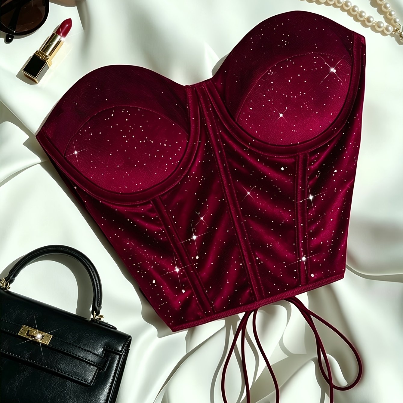 TEMU Ropa Elegante Para Mujer, Top Corto Ajustado Para Mujer, Chaleco Corto Con Lentejuelas De Espina De Pescado, Sexy Y Entallado Con Hombros