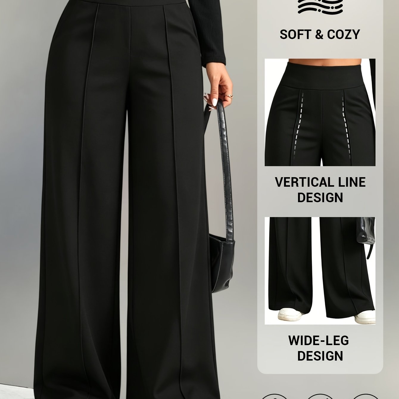 TEMU Women's Wide Leg Athletic Pants, Spring Summer Fashion Loose Solid Color Straight Trousers, High Waist Casual Wide Leg Long Pants, Jogging Pants