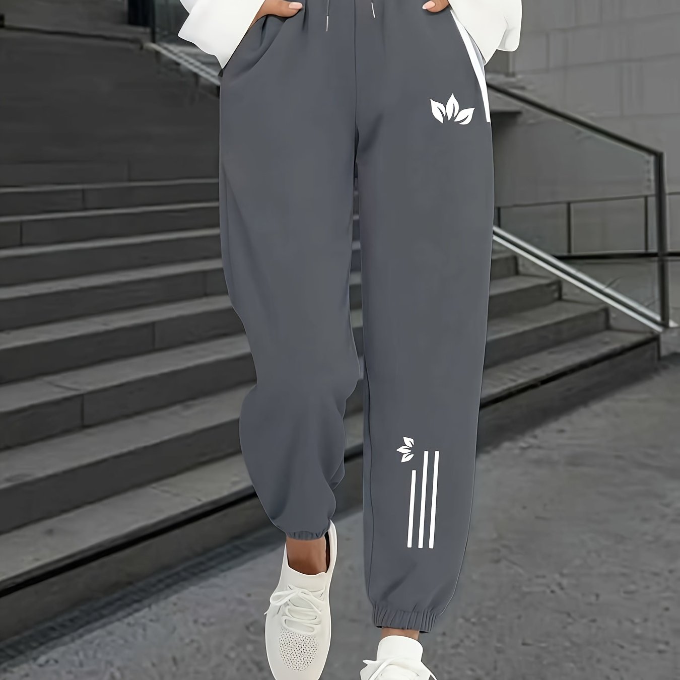 Easy Printed Women's Sports Trousers, Drawstring Pants, Adjustable Waist, 230 Grams Of 100% Fabric, Lightweight And Breathable, Wicking Moisture, Keeping Legs Dry At All Times