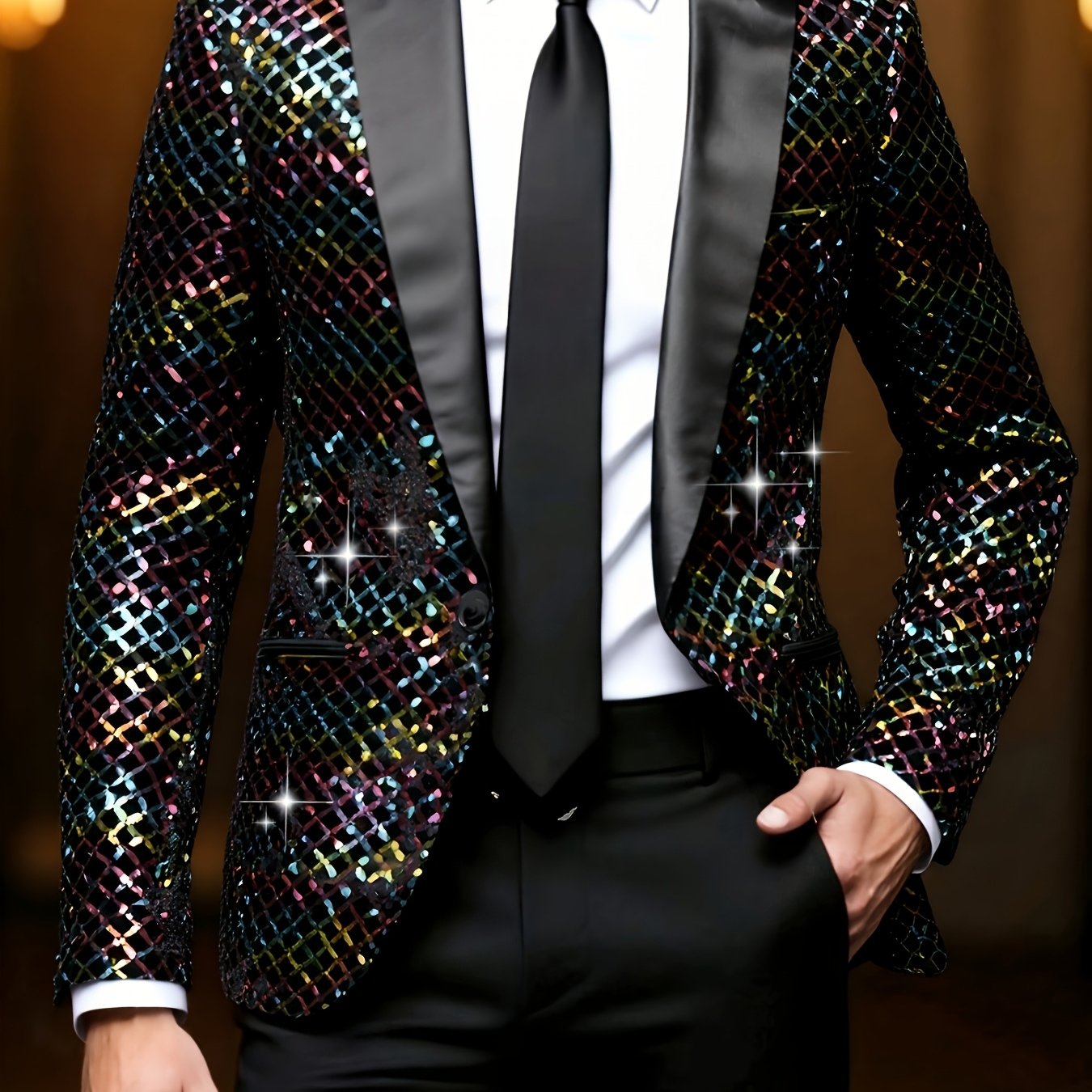 TEMU Men's Jacket, Stage Performance Party Gathering Focus Style, Banquet Party Outfit, Slim Fit Flattering Trendy Outerwear