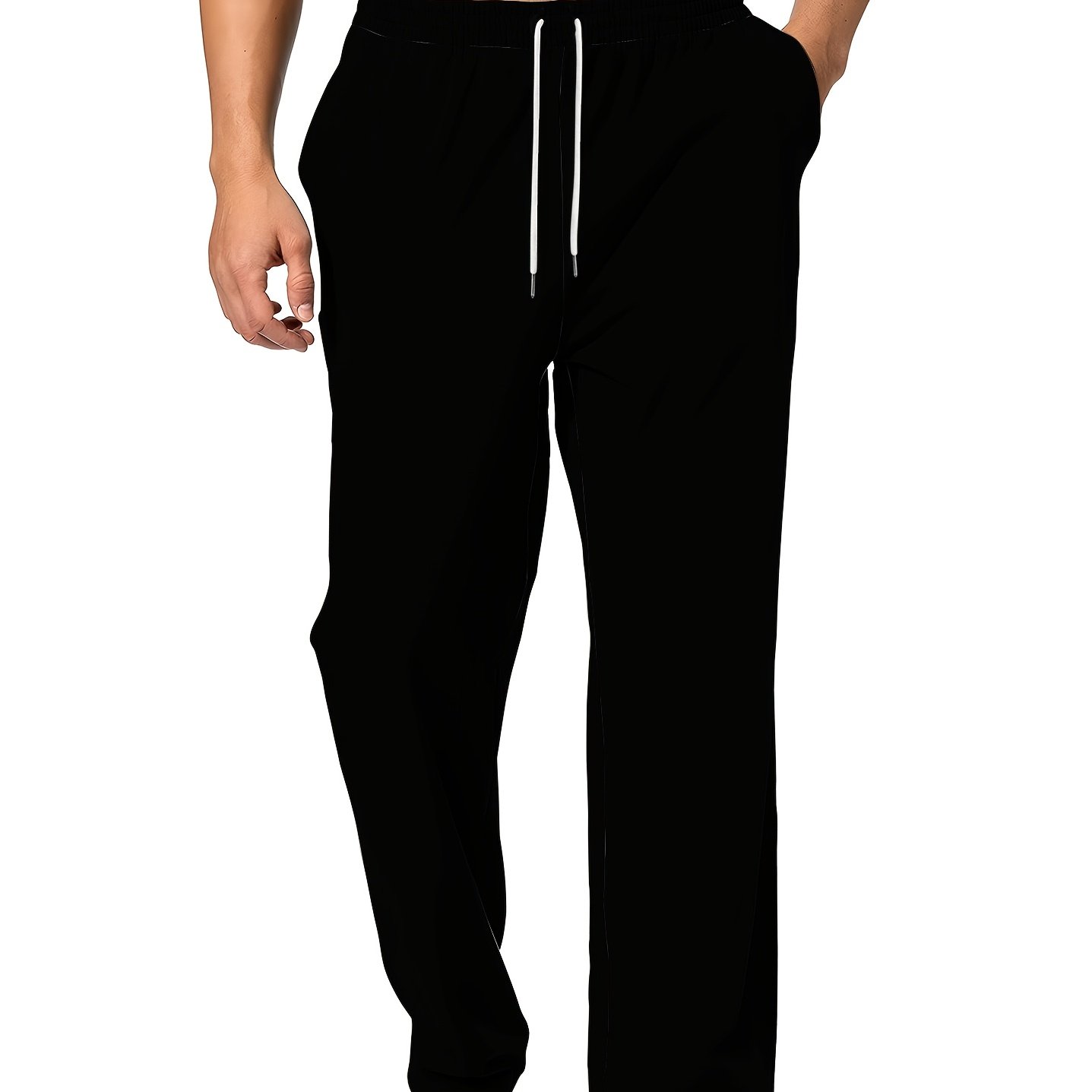 TEMU pièce d'été noire décontractée à imprimé, pantalon décontracté à jambes droites, pantalon de maison, pyjama