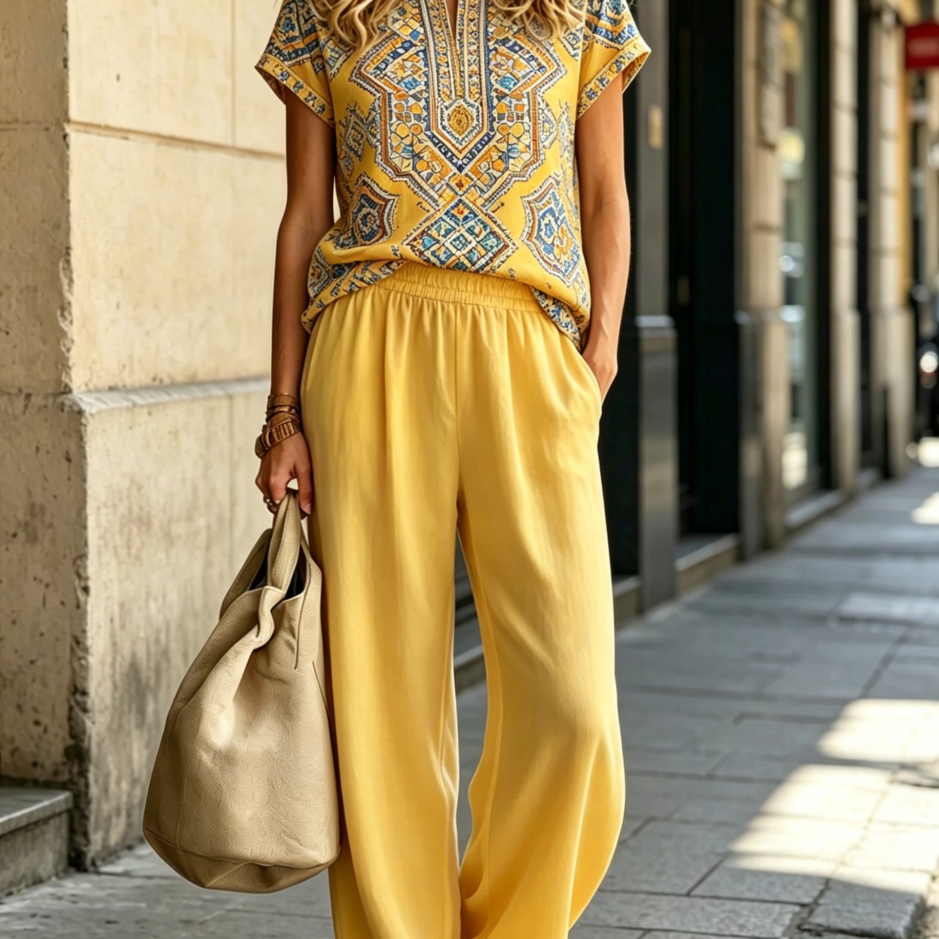 TEMU ensemble 2 pièces pour femme, T-shirt polyvalent à col en V et manches mi-courtes avec pantalon long décontracté, style décontracté et simple,