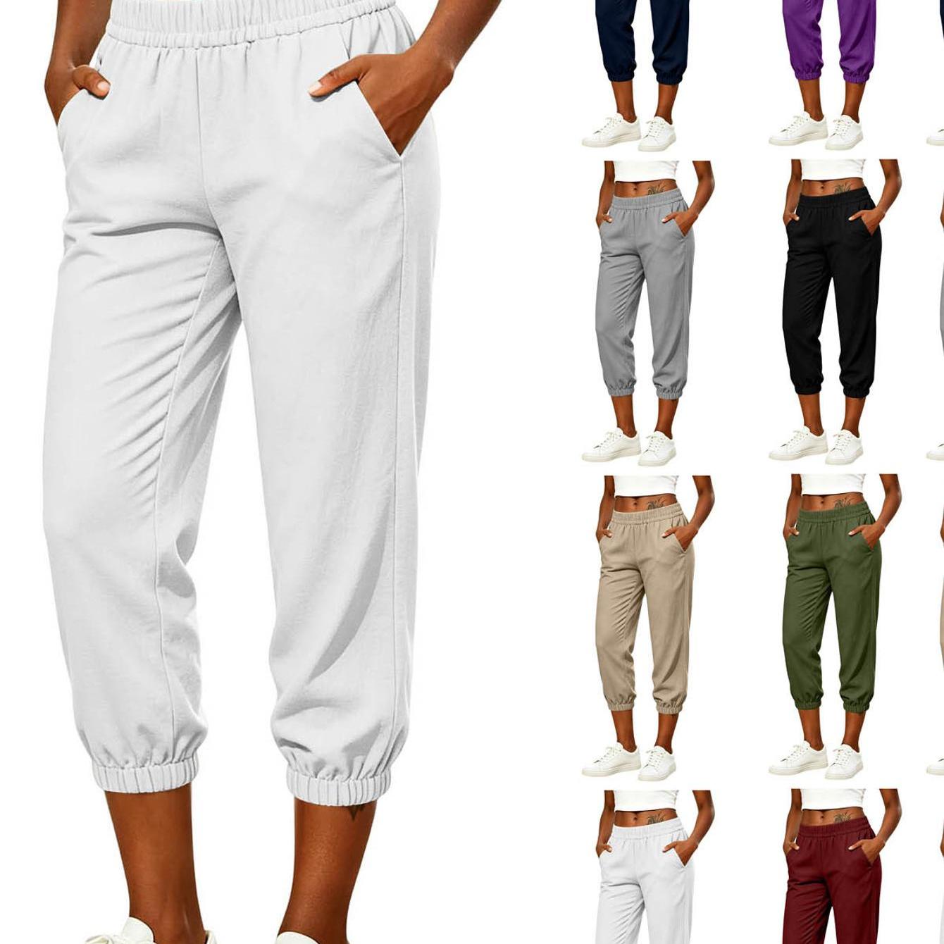 Image of Women's Slim Fit Trousers Tailored Ankle-length For Casual Daily Wear Office , Solid Work Pants For Professionals