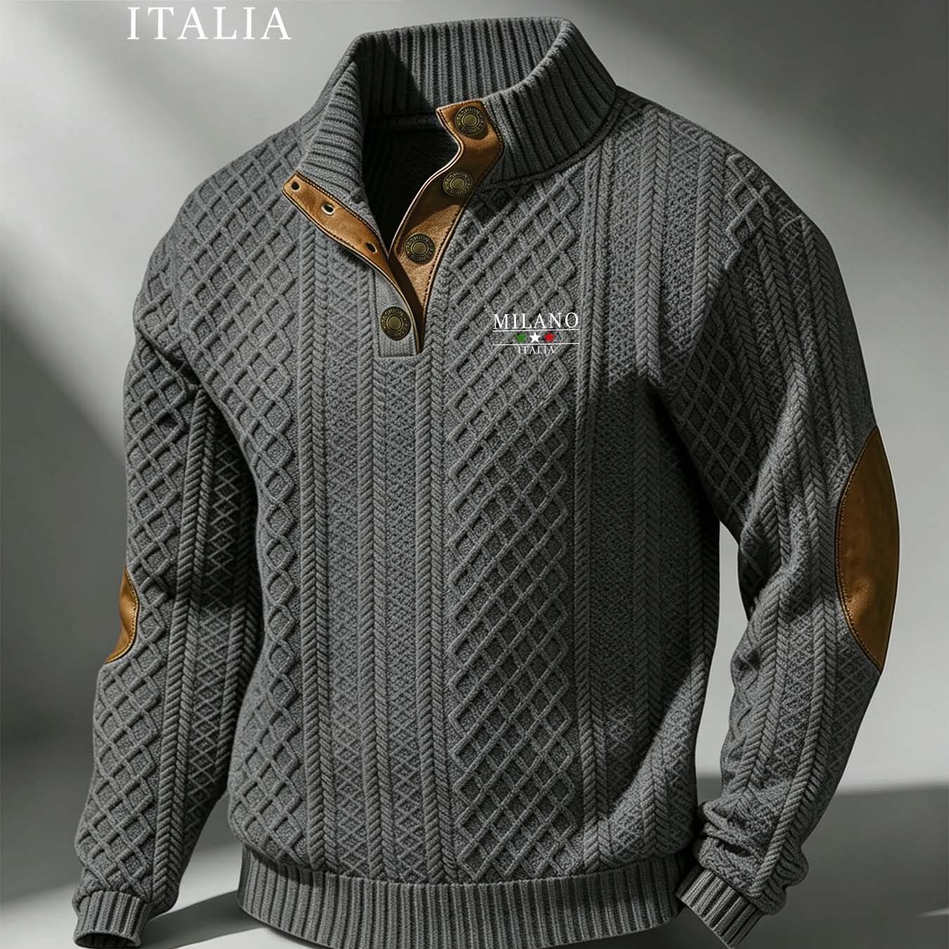 TEMU Chemise Henley Jacquard à Col pour Homme, Motif , Tendance Automne, Tissu et Confortable, Style Mature et Élégant, Peut Être Portée
