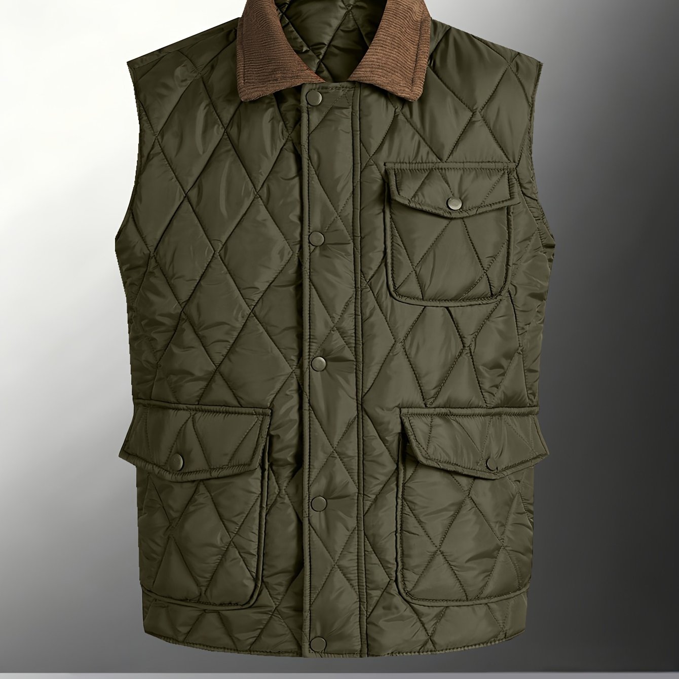 TEMU Chaleco acolchado para hombre con cuello de de , delantero a presión con de rombos, cortavientos tipo carga, exterior versátil de múltiples