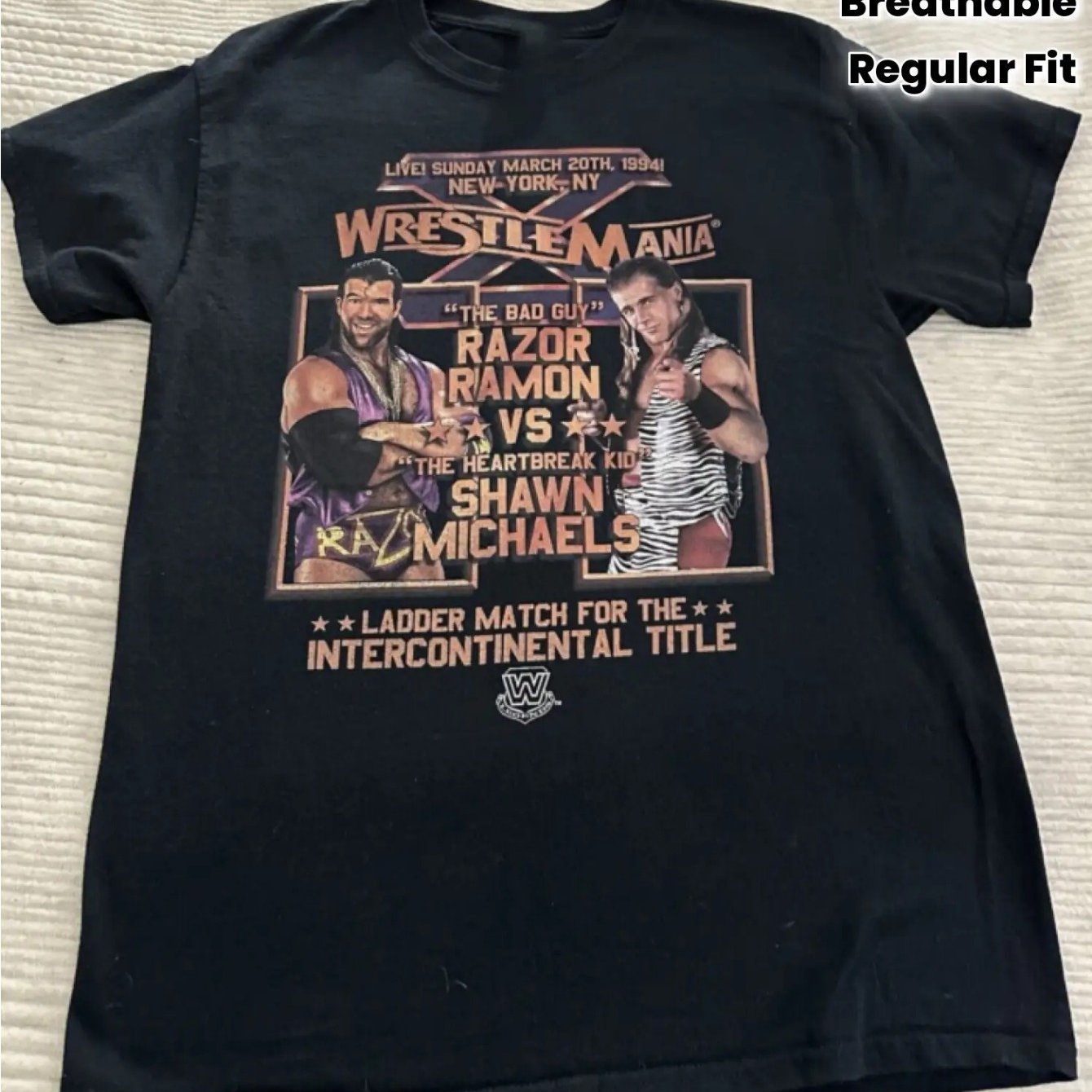 Image of Vs X Vintage Wrestling Graphic T-shirt - Black Unisex Short Sleeve Retro 1994 Wrestlerama Tee, Breathable Regular Fit, Sxl D Sizes, Hand Wash Only, Casual & Gym Wear For