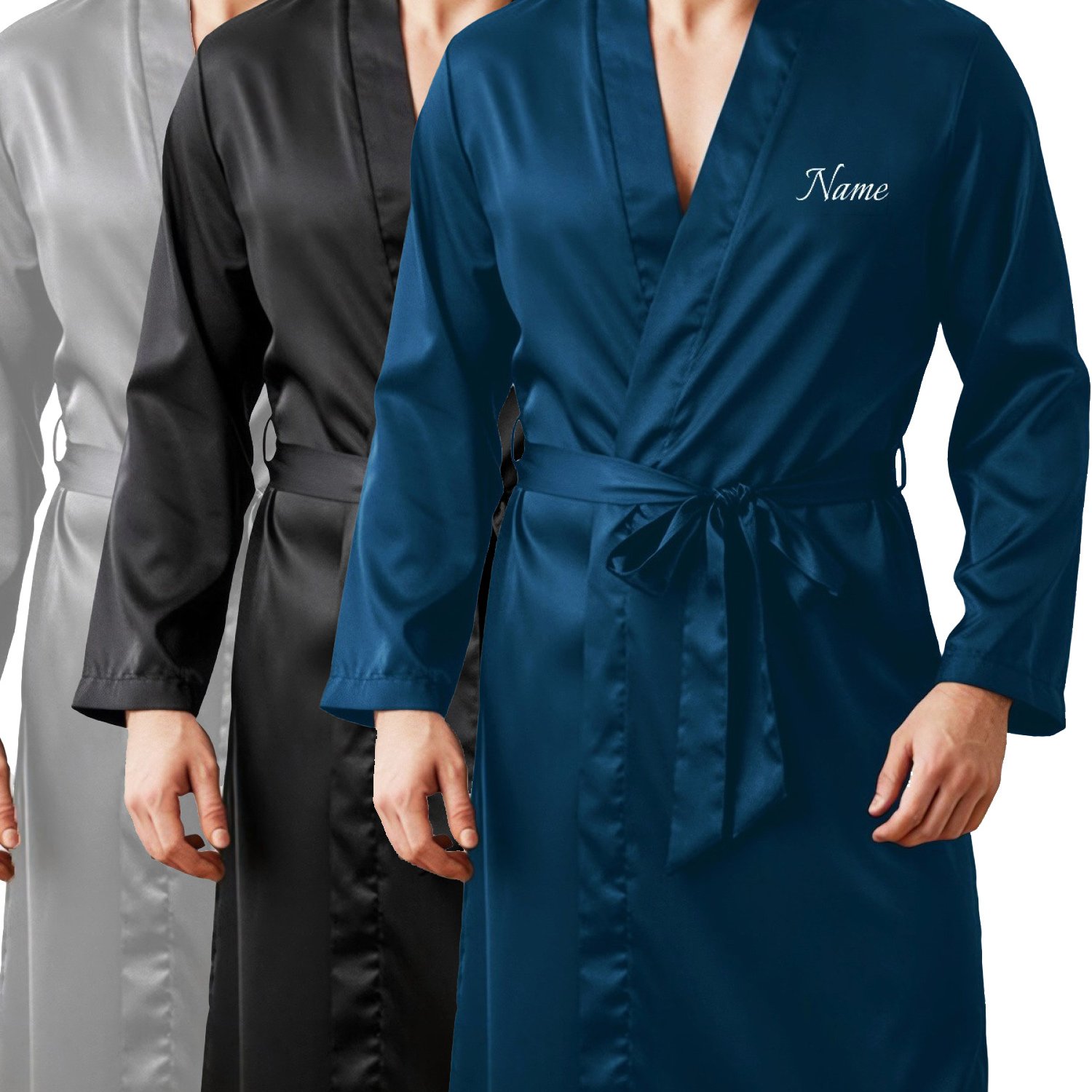 TEMU Customizable Sleepwear, Bathrobes For Spring And Summer, Lightweight Long-sleeve Loungewear, Smooth And Warm, Sexy V-neck, Personalized Pajamas,
