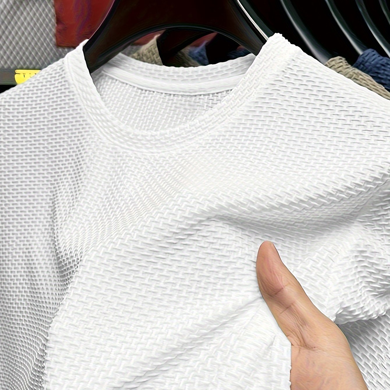 Men's Casual Fashion Solid Color Nylon Spandex Fabric T-shirt