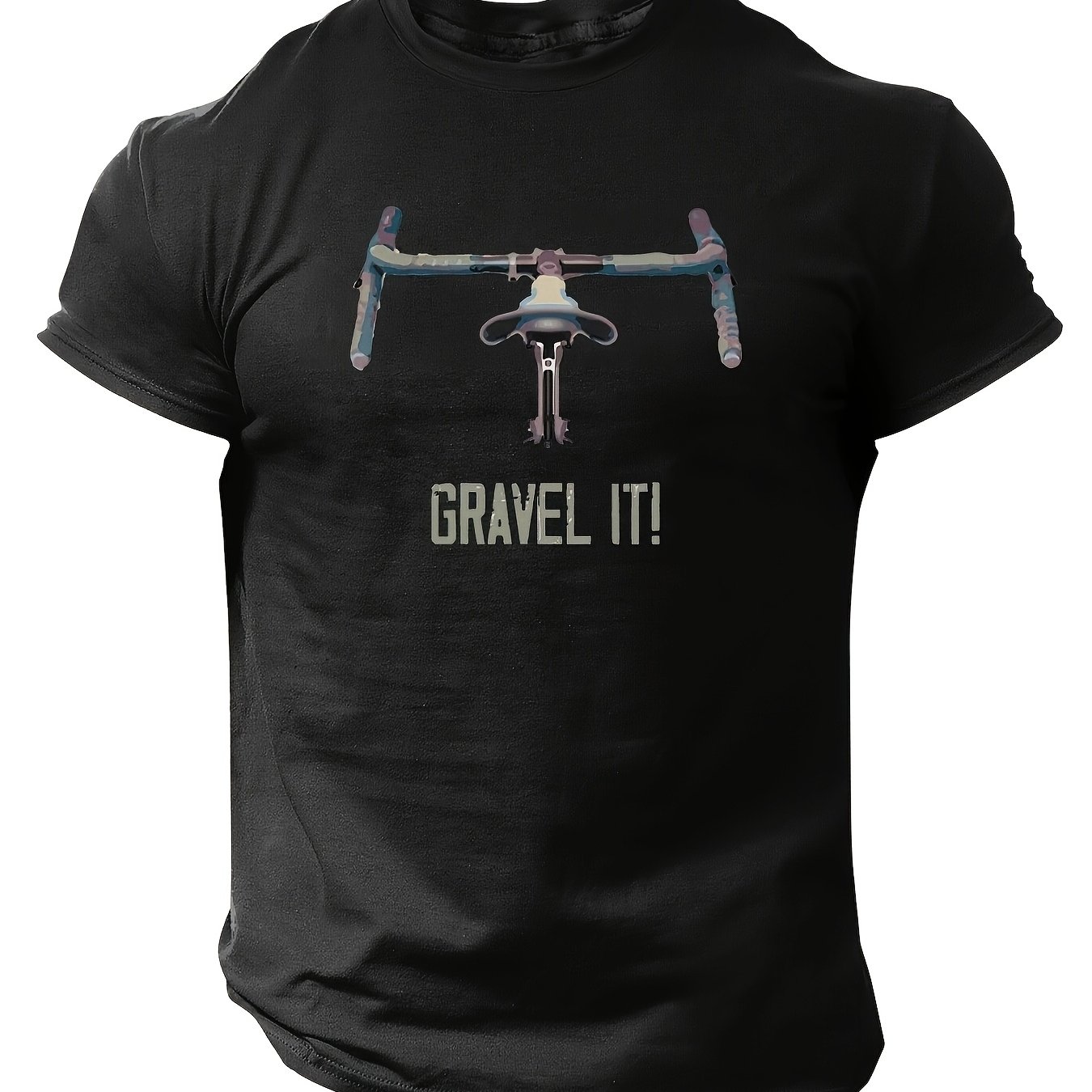Men's Vintage Gravel Bike Design T-shirt - Casual Beige Short Sleeve Tee Featuring Gravel , Perfect For Summer Outdoor Activities And Vintage Bicycle Casual Wear