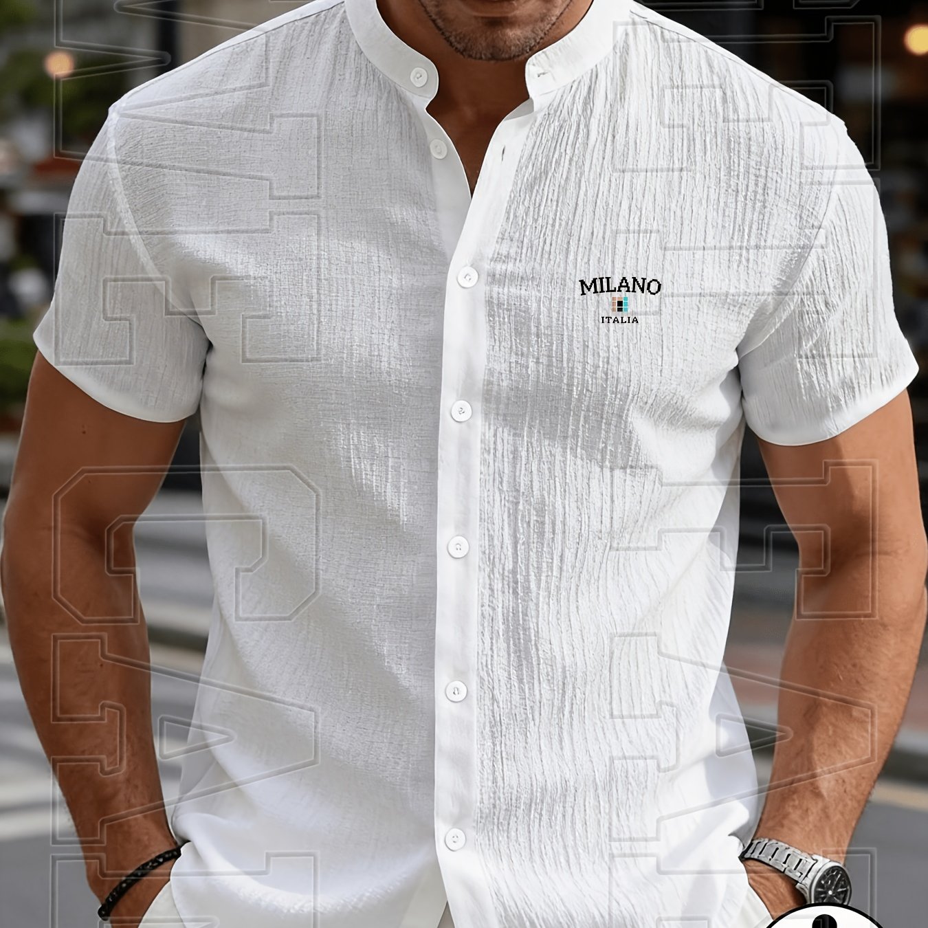 TEMU Camisa de manga corta para hombre Rose OBM | Camisa y transpirable de color liso con botones y cuello , adecuada para vacaciones en , fiestas en