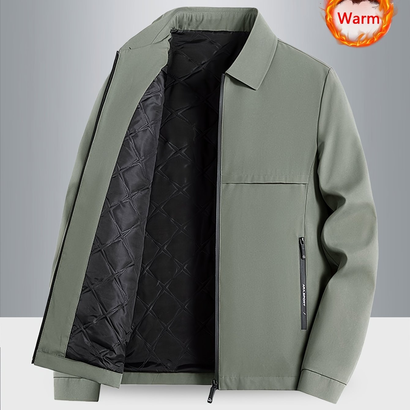 TEMU Autumn/winter Men's Outdoor Light Business Lapel Solid Color Jacket With Lining, Warm And Cold-resistant, Stylish And Versatile Thickened Jacket