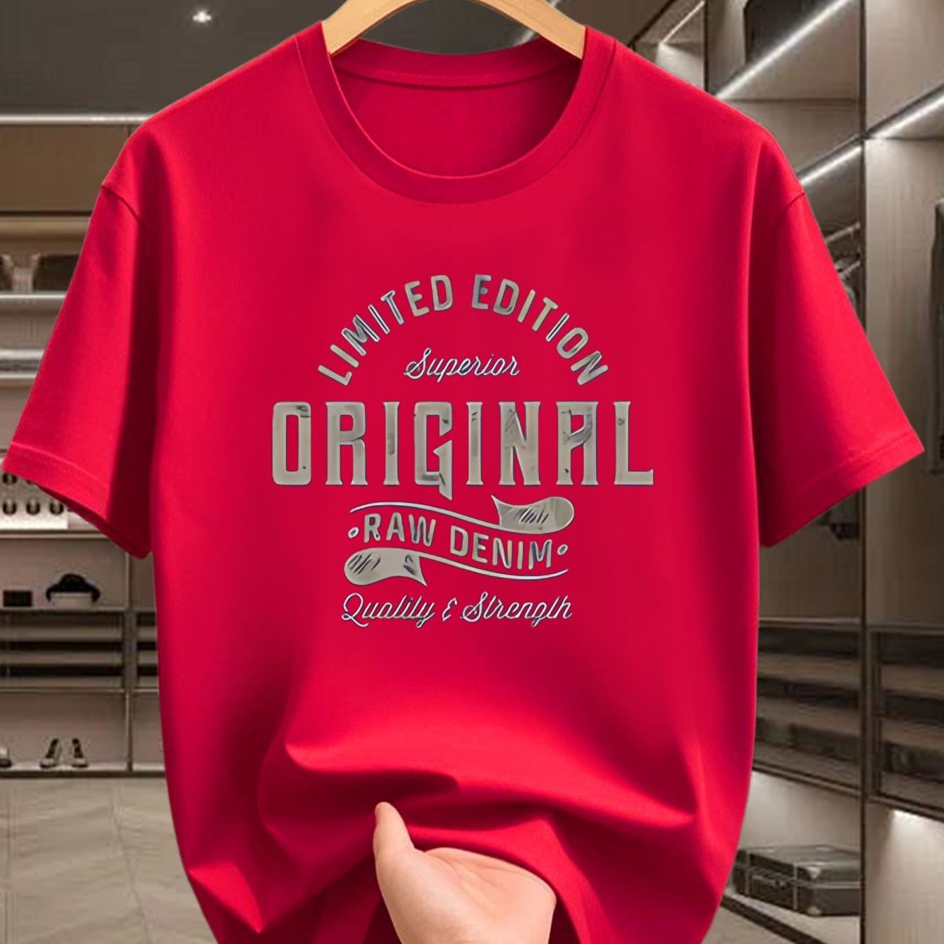 TEMU Vintage-style Men's T-shirt, Edition Original Washed Distressed , Casual And Versatile Men's Clothing