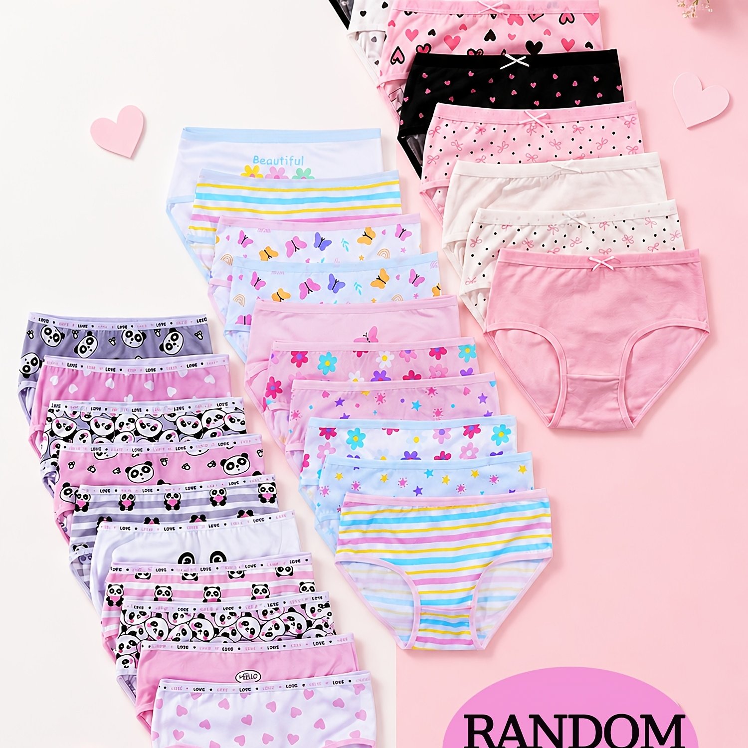 TEMU Random 10pcs Girls' Floral Briefs, Cute Print Triangle Panties, Comfortable And Breathable For