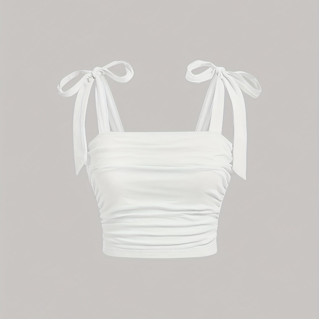 Colorful Bow Summer Solid Color Tie-shoulder Strap Top