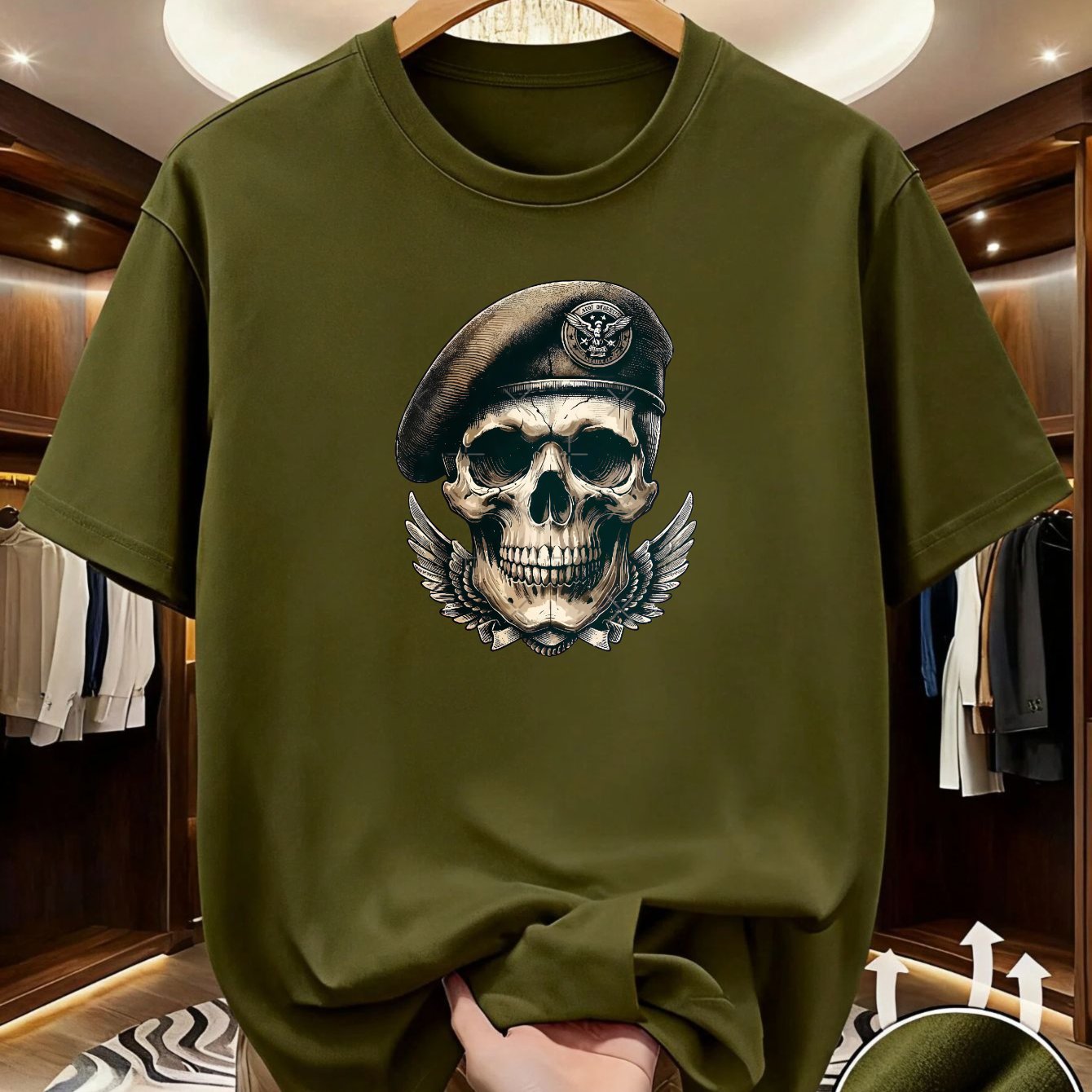 TEMU Men's T-shirt Skull With Beret And Casual Streetwear For Everyday Wear Summer Season