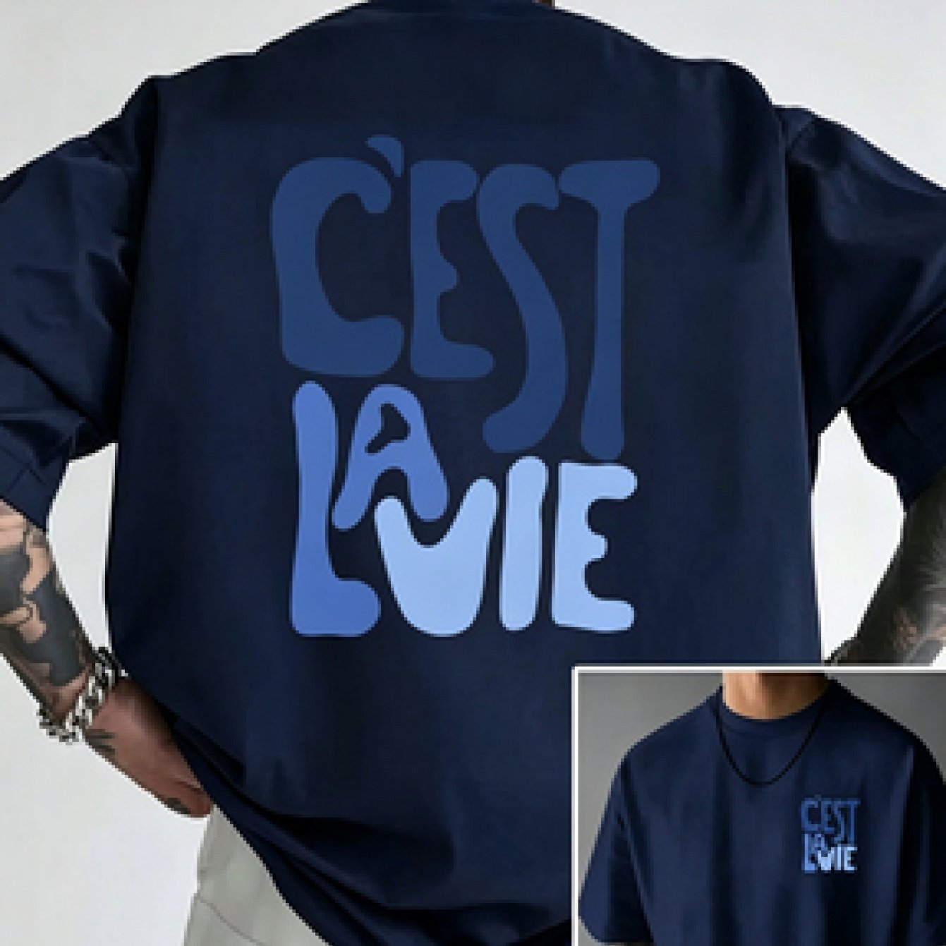 TEMU T-shirt pour homme, , T-shirt pour homme à motif Life, Vêtements pour hommes, 1pc d' pour hommes Tendance mode Manches courtes et arrière,