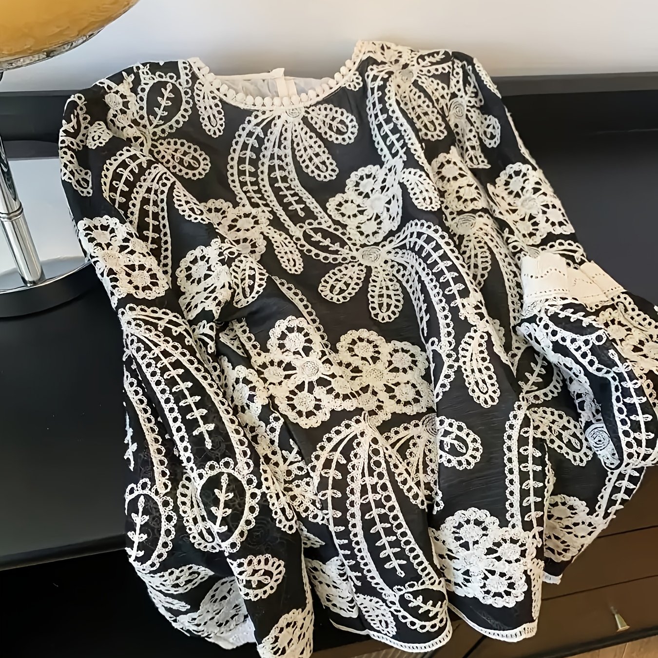 TEMU Embroidered Long-sleeve Women's Top, Niche Design, Stunningly Beautiful, Unique Blouse, Light Luxury With A High-end Feel, Niannian's