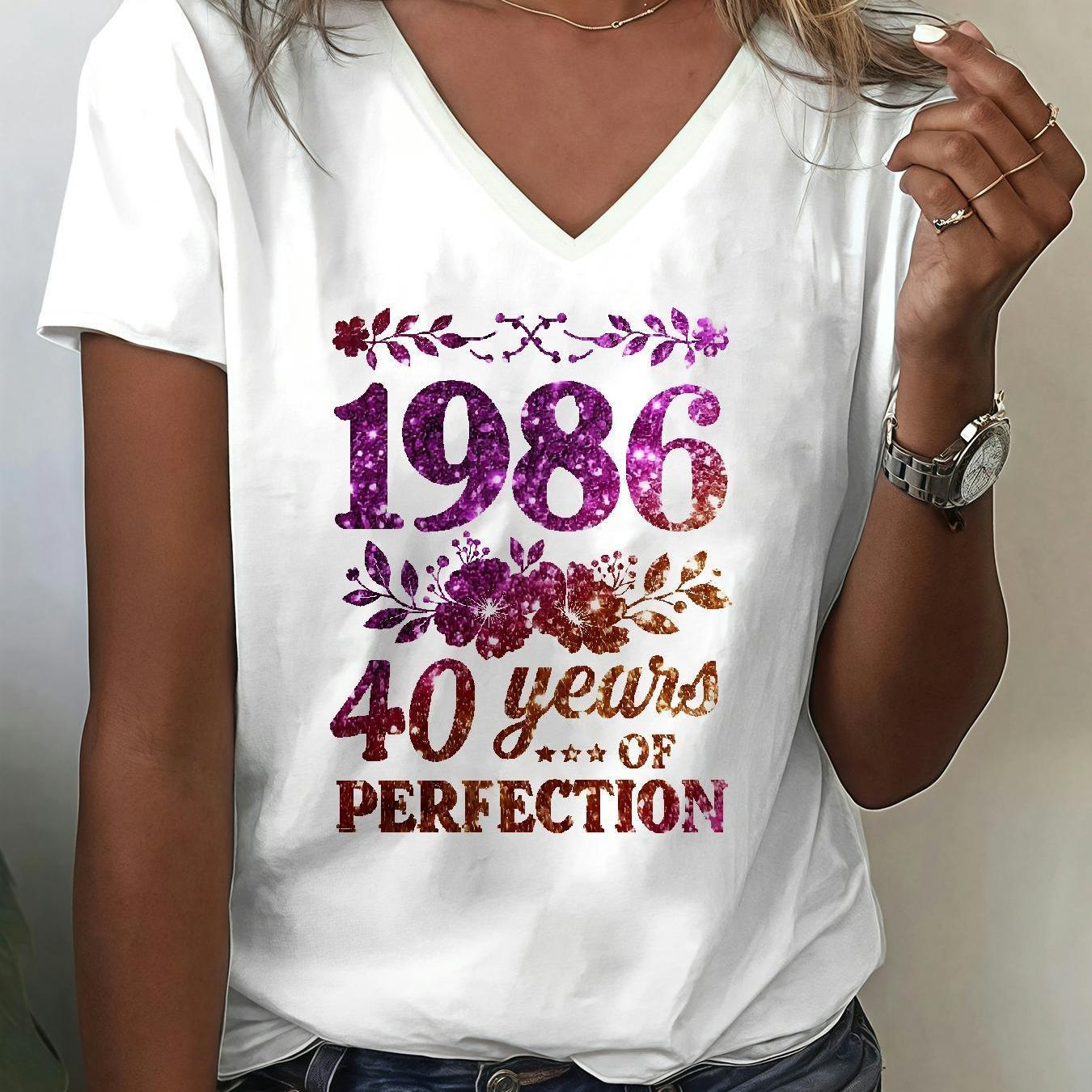 TEMU T-Shirt Femme à Manches Courtes et Col en V - Haut Uni Décontracté pour Printemps Été Automne, Lavable en Machine, Blouse Quotidienne pour