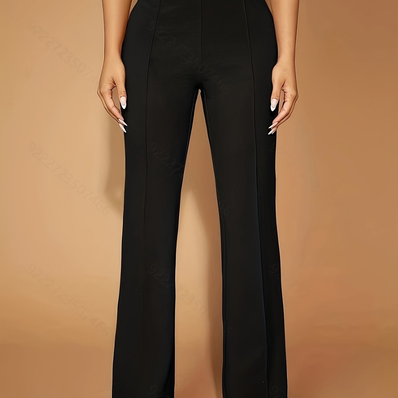 Spring New Elastic Waist Slim Flare Pants Solid Color All-match