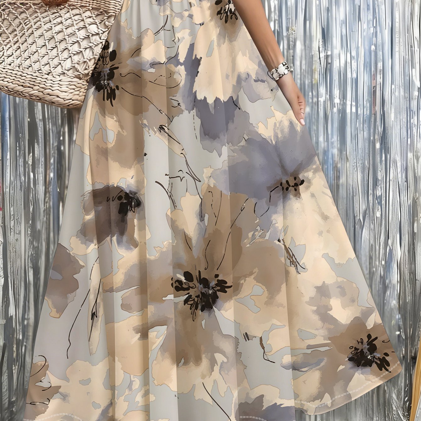 TEMU Women's Floral Print Maxi Skirt, Perfect For Beach, Garden, Casual , And Parties, Lightweight And Flowing, Ideal For Summer Wear
