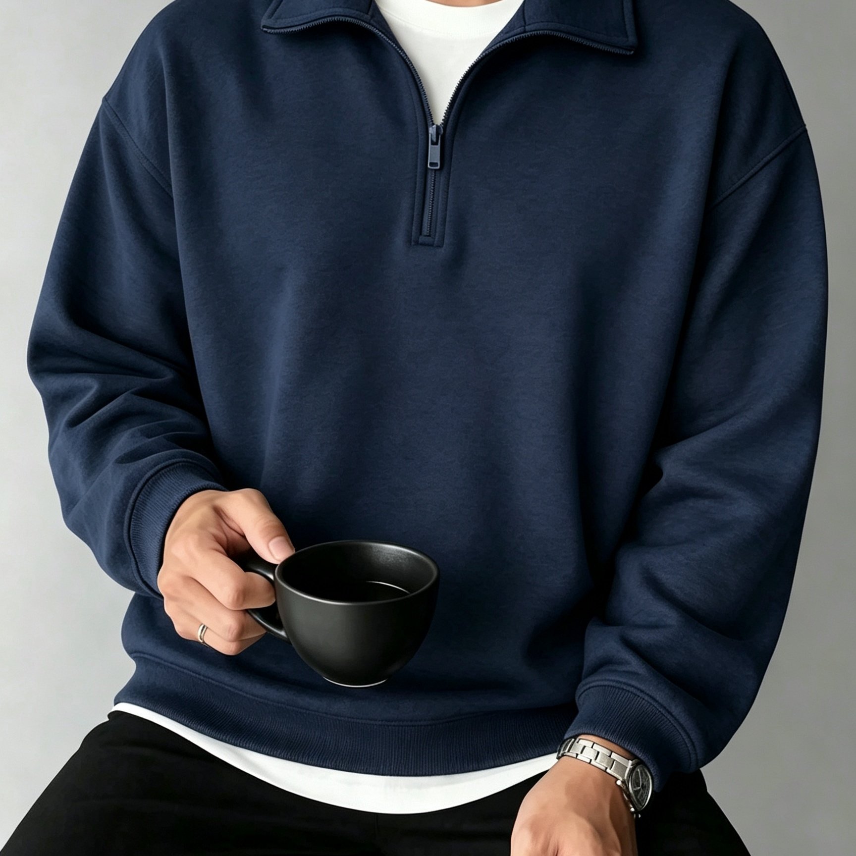 TEMU Autumn And Winter Men's Half-zip Athletic Sweatshirt