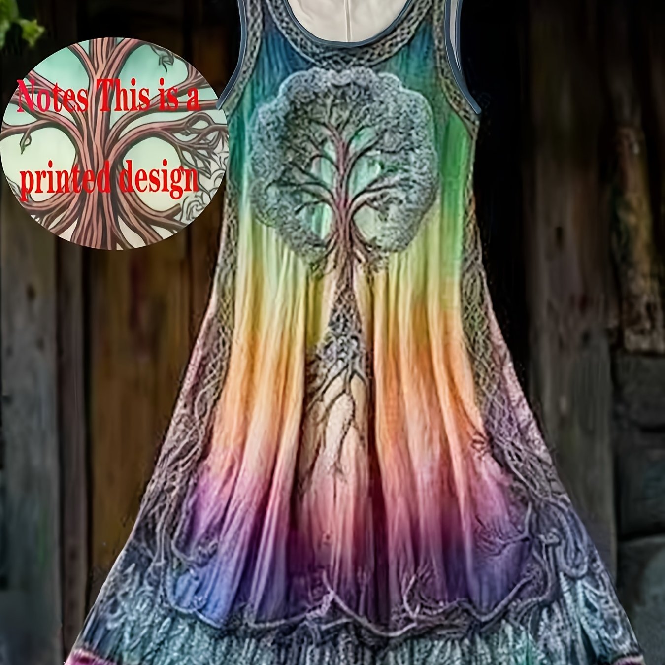 TEMU Plus Size, Plus Size Women's Of Life Gradient Print Dress