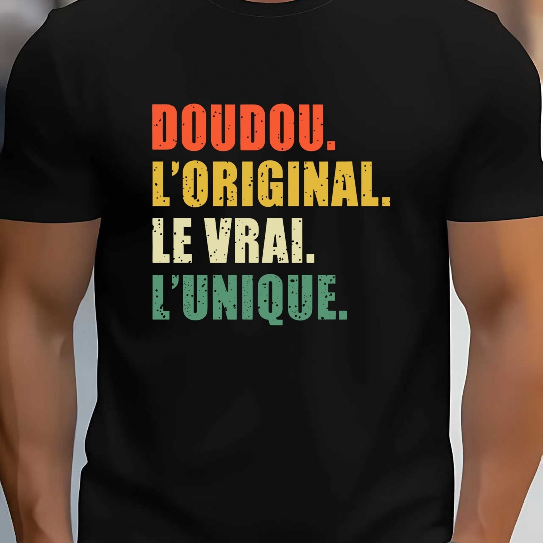 TEMU T-shirt décontracté pour homme Oudou Original Authentic Unique - Imprimé motif français coloré, respirant et confortable à col rond et manches