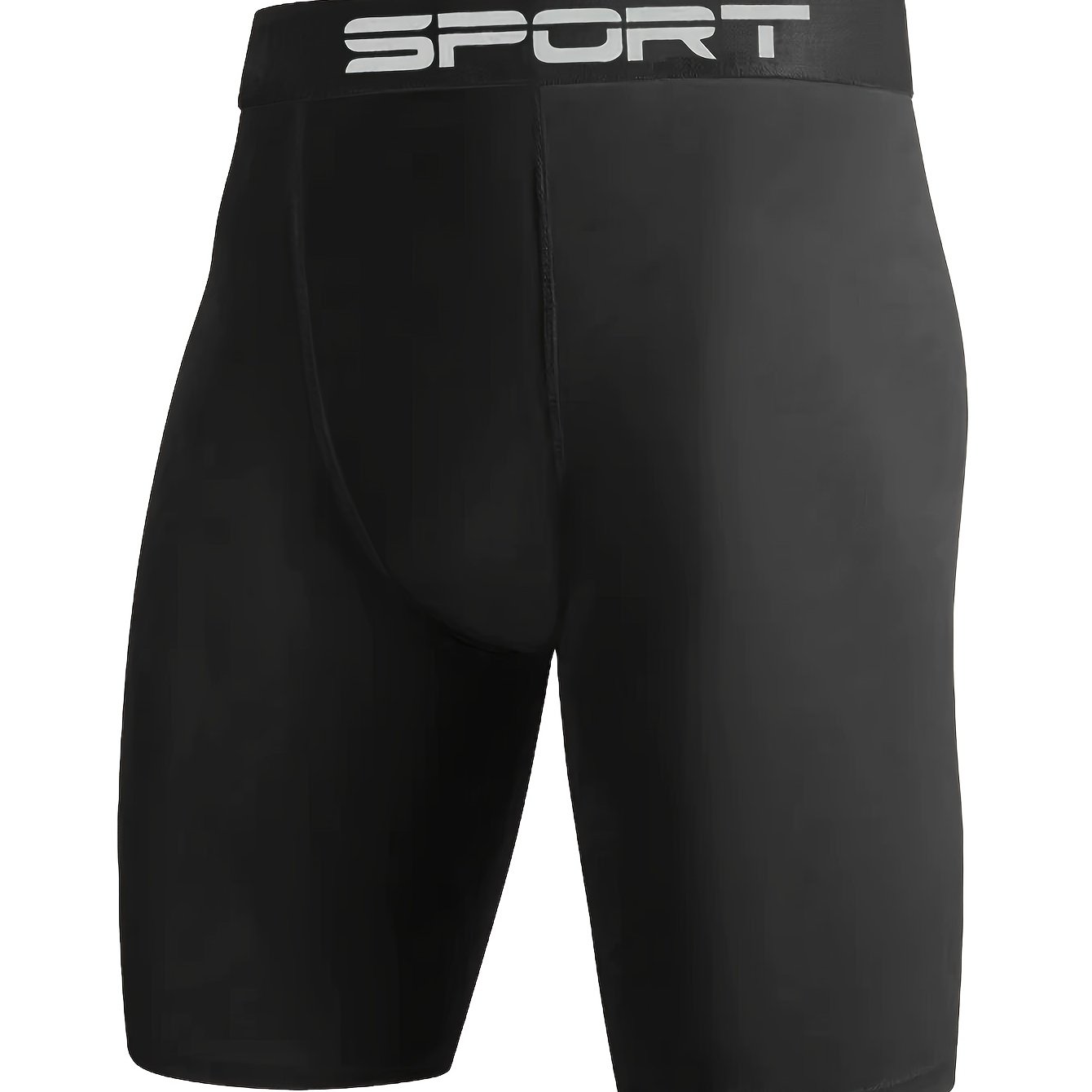 TEMU Men's Athletic Long Boxer Brief Shorts, Compression Wear For Outdoor , Elastic Sweat-absorbent Quick-dry Tight Base Layer